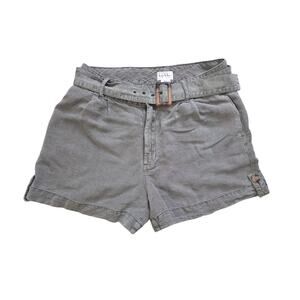 Nicole Miller Linen Shorts Casual Boho Preppy Outdoors Size 6 Grey/Green Khaki